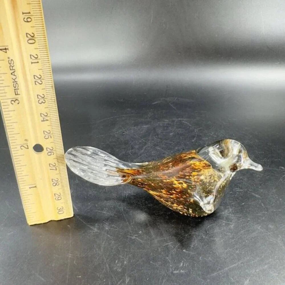 Hand Blown Art Glass Bird‎ Figurine Paperweight Glass Artist Signed JC Vintage